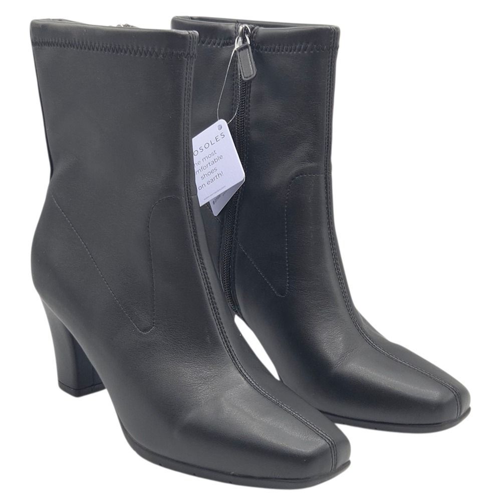 Aerosoles‎ Women's Cinnamon Heeled Tailored Booties Black Size 9.5 Ankle Boots